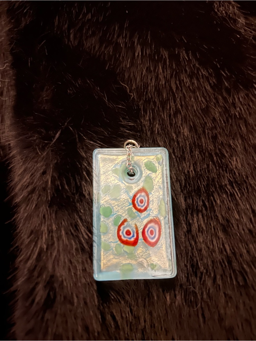 Handmade Blue Glass pendant with Red Accent Design